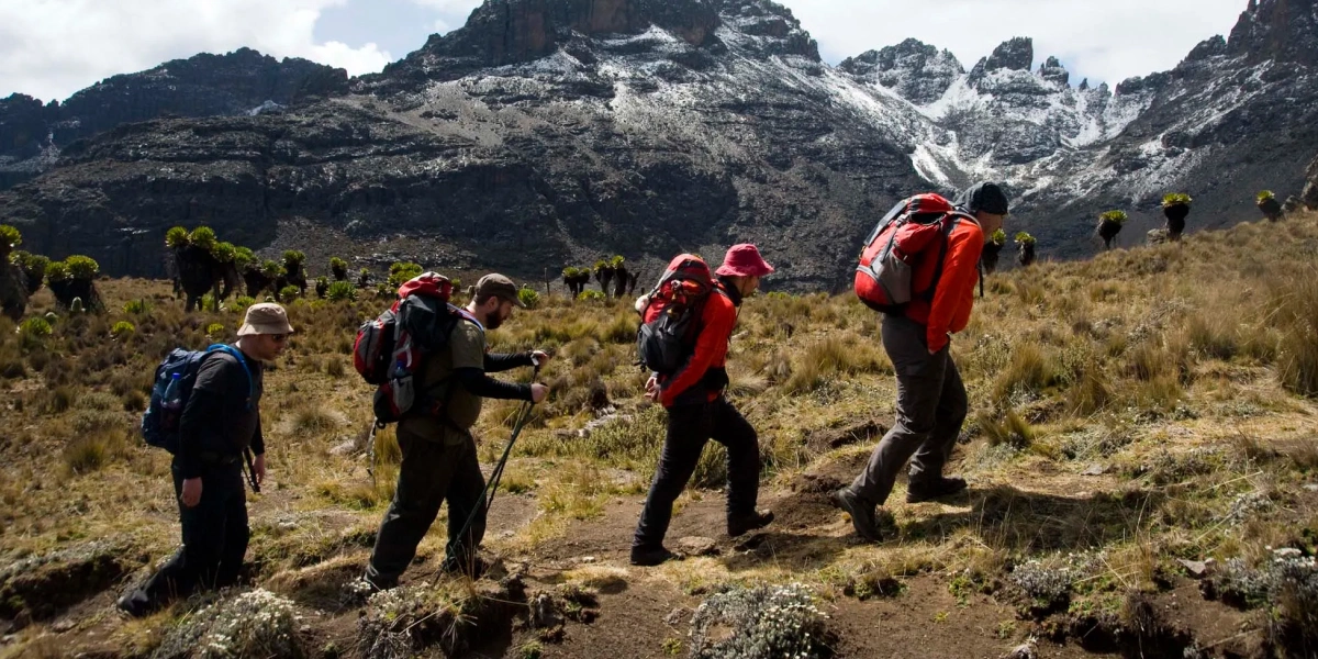 Clients climbing Mount Kenya